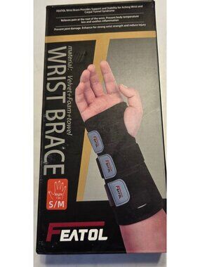Featol Wrist Brace S/M Right Hand Support For Carpal Tunnel Pain Sprain Sports B